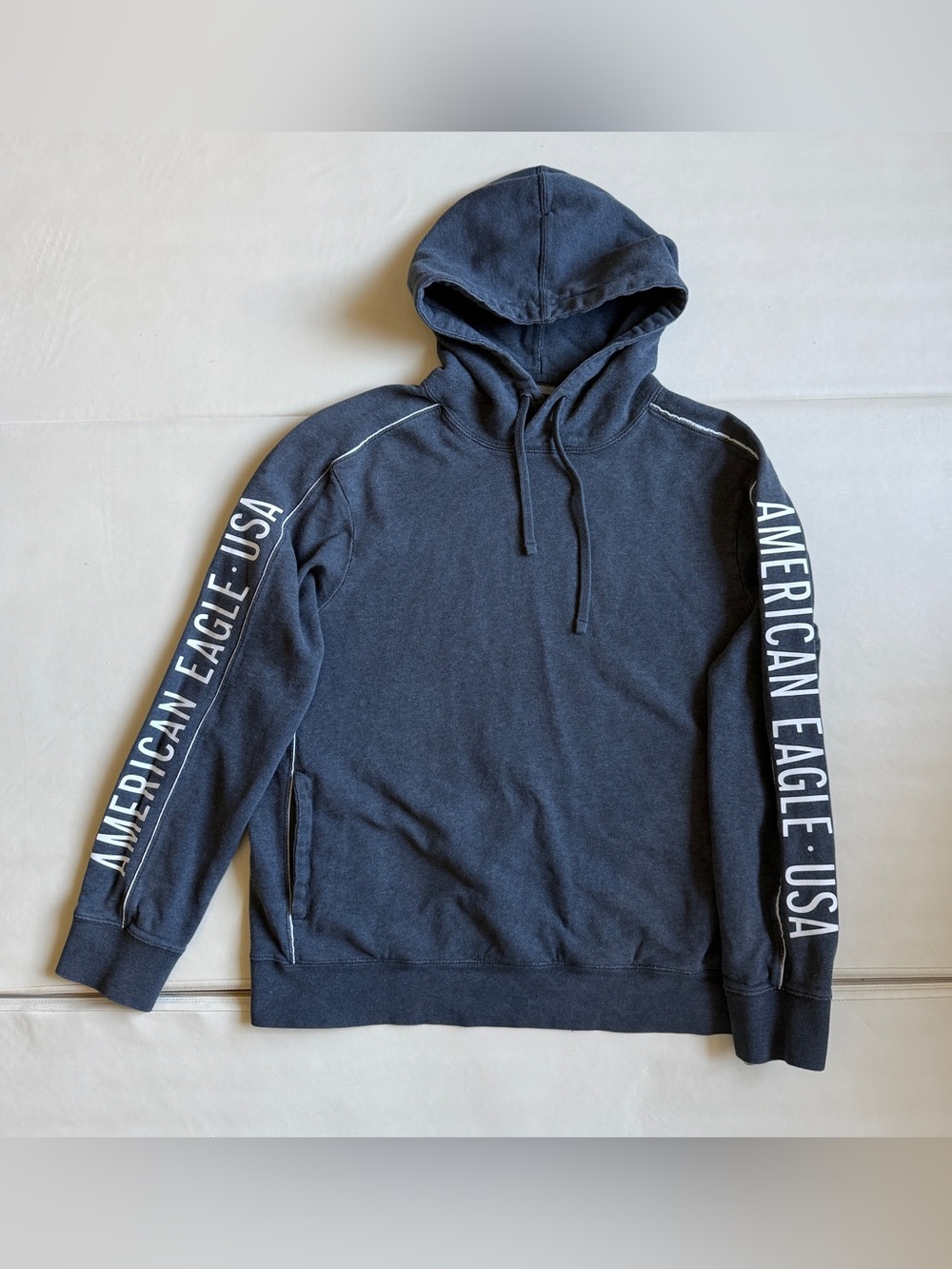 American Eagle Outfitters USA Unisex Navy Hoodie Sweatshirt Size L